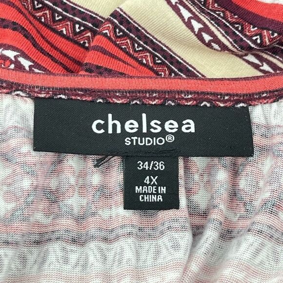 Chelsea Studio Boho Stripe Hi-Low Henley Tunic Top 4X 34/36 NWT Button Front - Picture 11 of 15